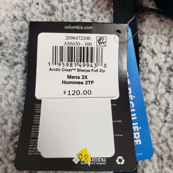 Columbia Titanium Arctic Crest Sherpa Full Zip Fleece Jacket Gray Men's Sz 2X - Picture 5 of 14